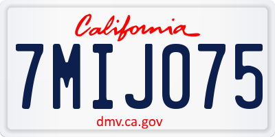 CA license plate 7MIJ075