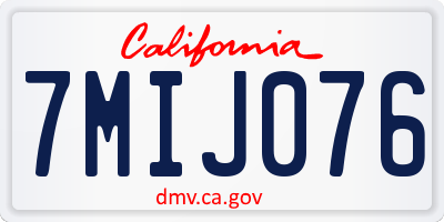 CA license plate 7MIJ076