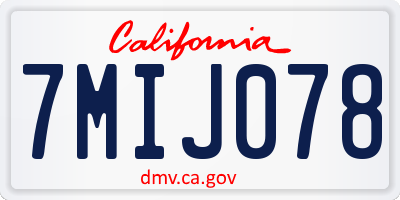 CA license plate 7MIJ078