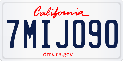 CA license plate 7MIJ090