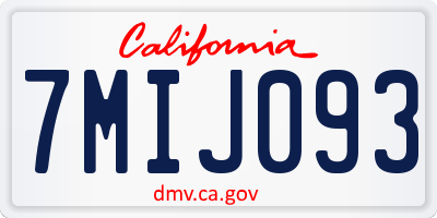CA license plate 7MIJ093