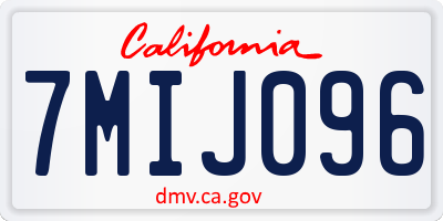 CA license plate 7MIJ096