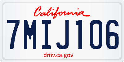 CA license plate 7MIJ106