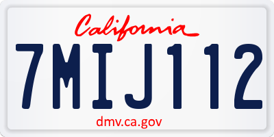CA license plate 7MIJ112