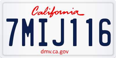 CA license plate 7MIJ116