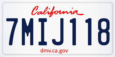 CA license plate 7MIJ118