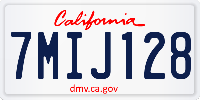 CA license plate 7MIJ128