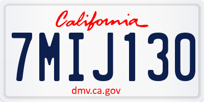 CA license plate 7MIJ130