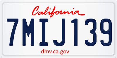 CA license plate 7MIJ139