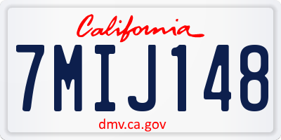 CA license plate 7MIJ148