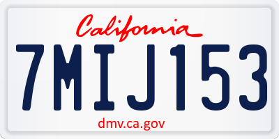 CA license plate 7MIJ153
