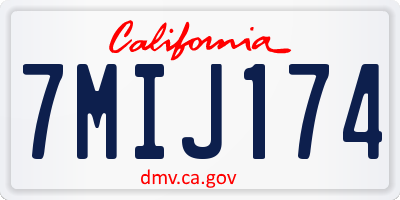 CA license plate 7MIJ174