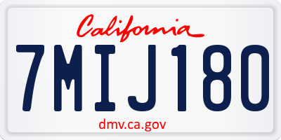 CA license plate 7MIJ180