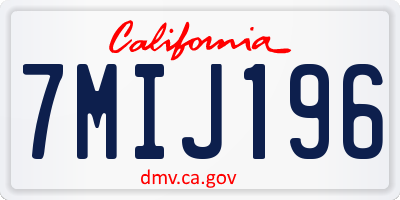 CA license plate 7MIJ196