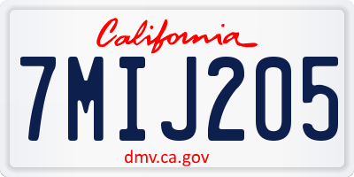 CA license plate 7MIJ205