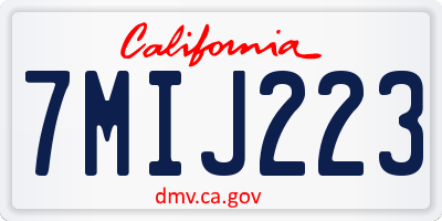 CA license plate 7MIJ223