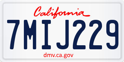 CA license plate 7MIJ229