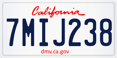 CA license plate 7MIJ238