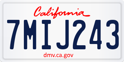 CA license plate 7MIJ243