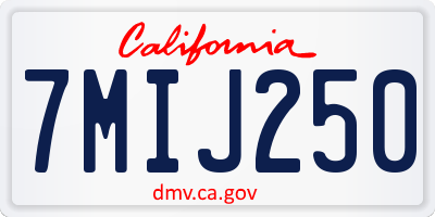 CA license plate 7MIJ250