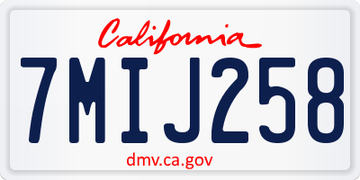 CA license plate 7MIJ258