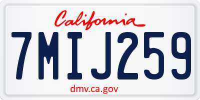 CA license plate 7MIJ259