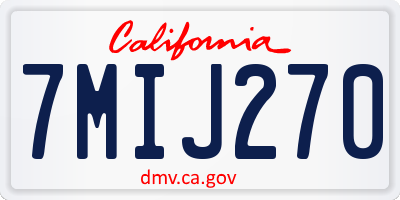 CA license plate 7MIJ270