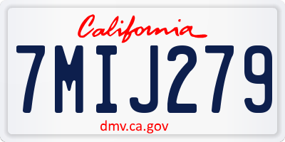 CA license plate 7MIJ279