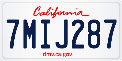 CA license plate 7MIJ287
