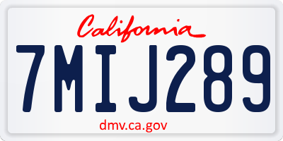 CA license plate 7MIJ289