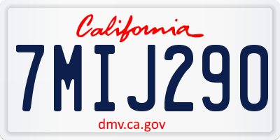 CA license plate 7MIJ290