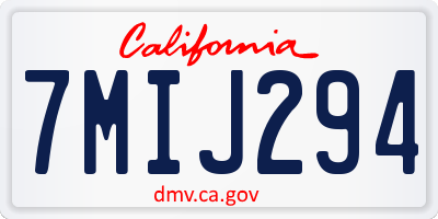 CA license plate 7MIJ294