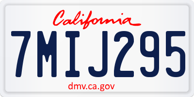 CA license plate 7MIJ295