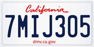 CA license plate 7MIJ305