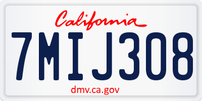 CA license plate 7MIJ308