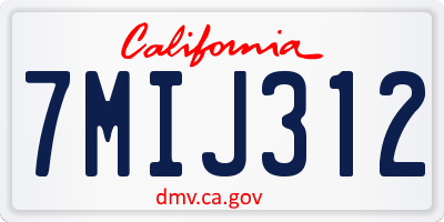 CA license plate 7MIJ312