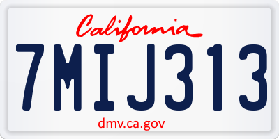 CA license plate 7MIJ313