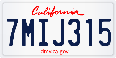 CA license plate 7MIJ315