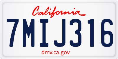 CA license plate 7MIJ316