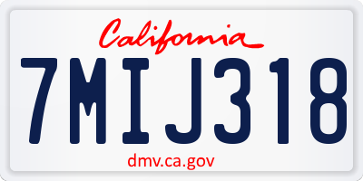 CA license plate 7MIJ318
