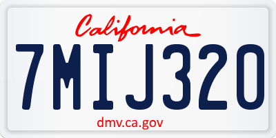 CA license plate 7MIJ320