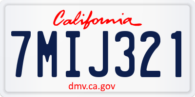 CA license plate 7MIJ321