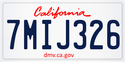 CA license plate 7MIJ326