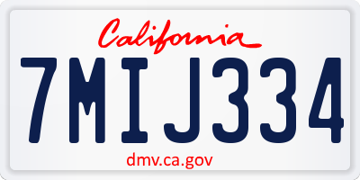 CA license plate 7MIJ334