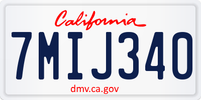 CA license plate 7MIJ340