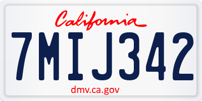 CA license plate 7MIJ342