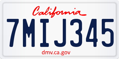 CA license plate 7MIJ345
