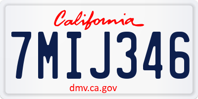 CA license plate 7MIJ346