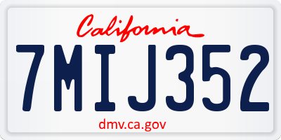 CA license plate 7MIJ352