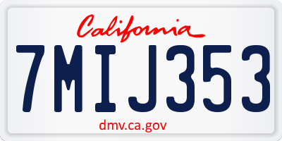 CA license plate 7MIJ353